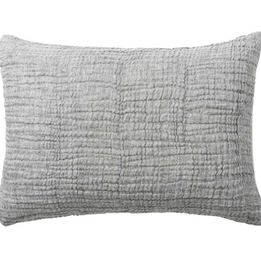2 Pottery Barn Cloud King Sham Pillow Cover Gray Linen Cotton Blend 36 x 20 NWT
